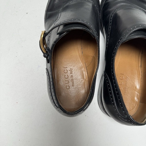 Rare - GUCCI Black Monk Strap Leather Shoes - US 8 - Excellent Condition - Picture 13 of 16